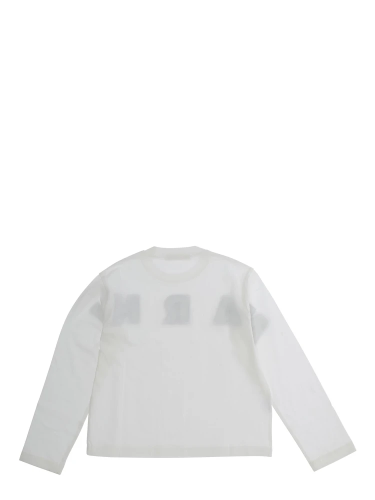 White Long Sleeve T-Shirt with Front Lettering Logo in Cotton Girl alternative