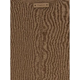 Aceri Brown Dress with Round Neck and Rear Single Slit in Wool Woman