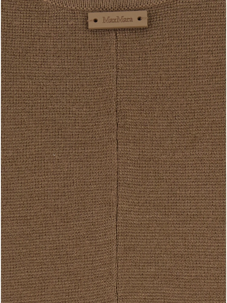 Aceri Brown Dress with Round Neck and Rear Single Slit in Wool Woman alternative