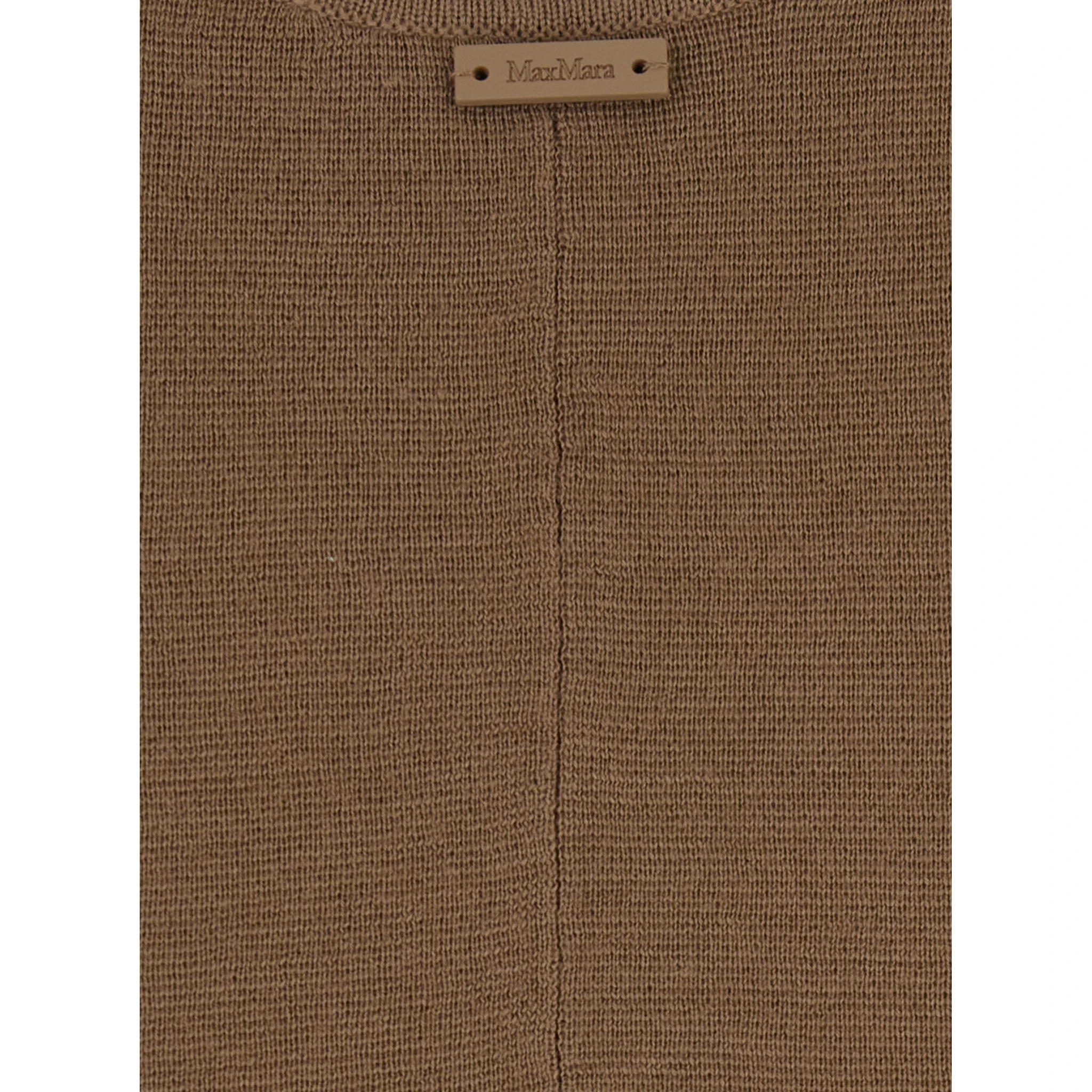 Aceri Brown Dress with Round Neck and Rear Single Slit in Wool Woman