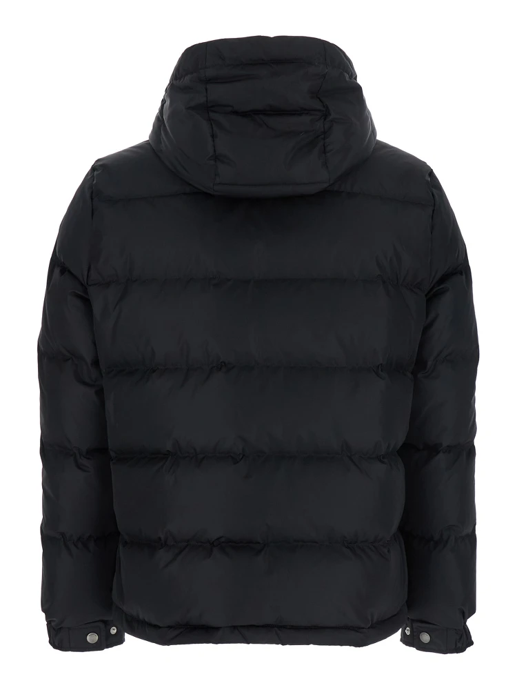 Black Down Jacket with Hood with Drawstring and VLogo Patch on the Front in Tech Fabric Man alternative