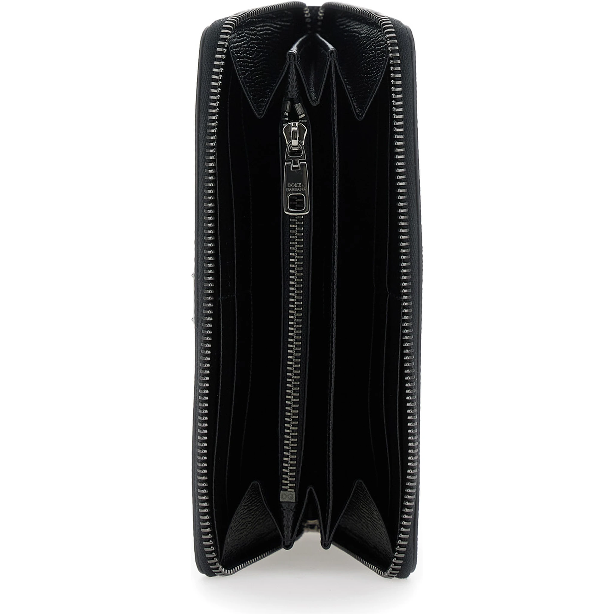 Black Wallet with Logo Plaque on the Front in Grained Leather Man