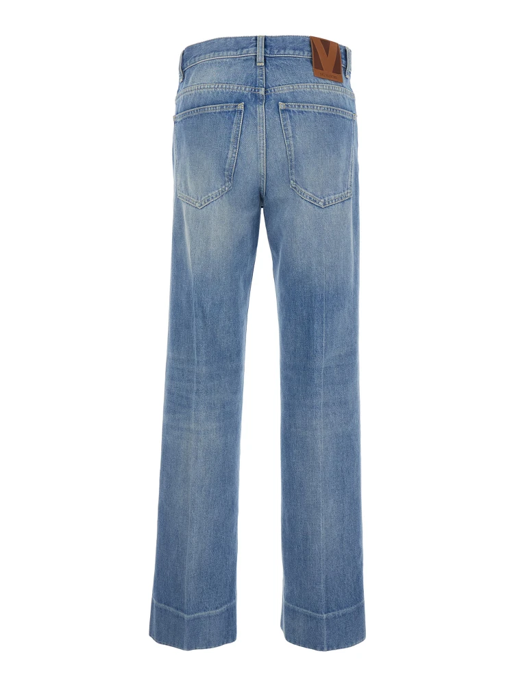 Blue Jeans with Belt Loops and Logo Patch on the Rear in Denim Woman alternative
