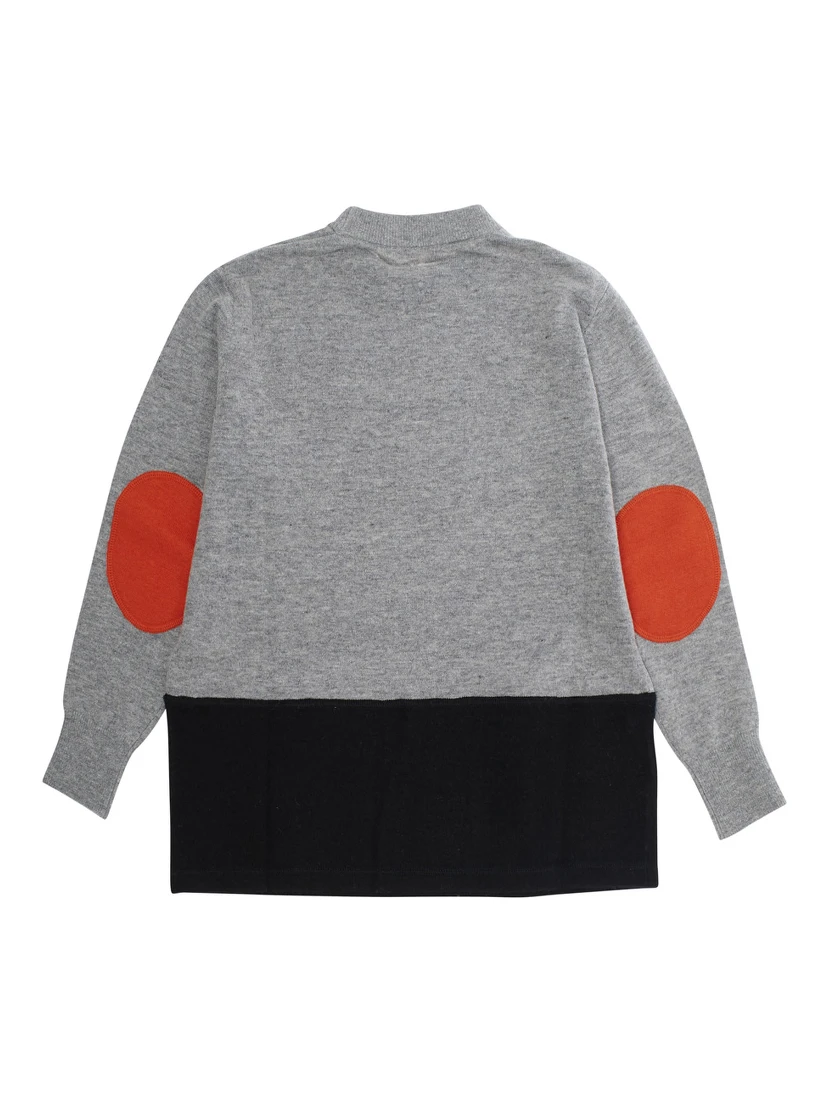 Grey Crewneck Sweatshirt with Logo Lettering on the Front in Cotton Boy