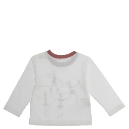 White Long-sleeved T-Shirt with Front Print in Cotton Baby
