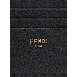 Black Card-Holder with Fendi Lettering in Leather Man