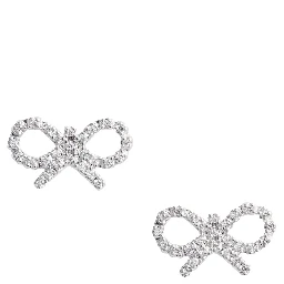 Metallic Earings with Bow Detail and Crystal Embellishments in Brass Woman