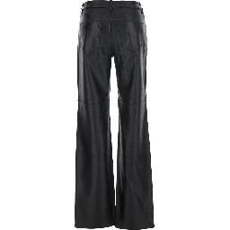 Black Pants with Belt Loops in Leather Woman