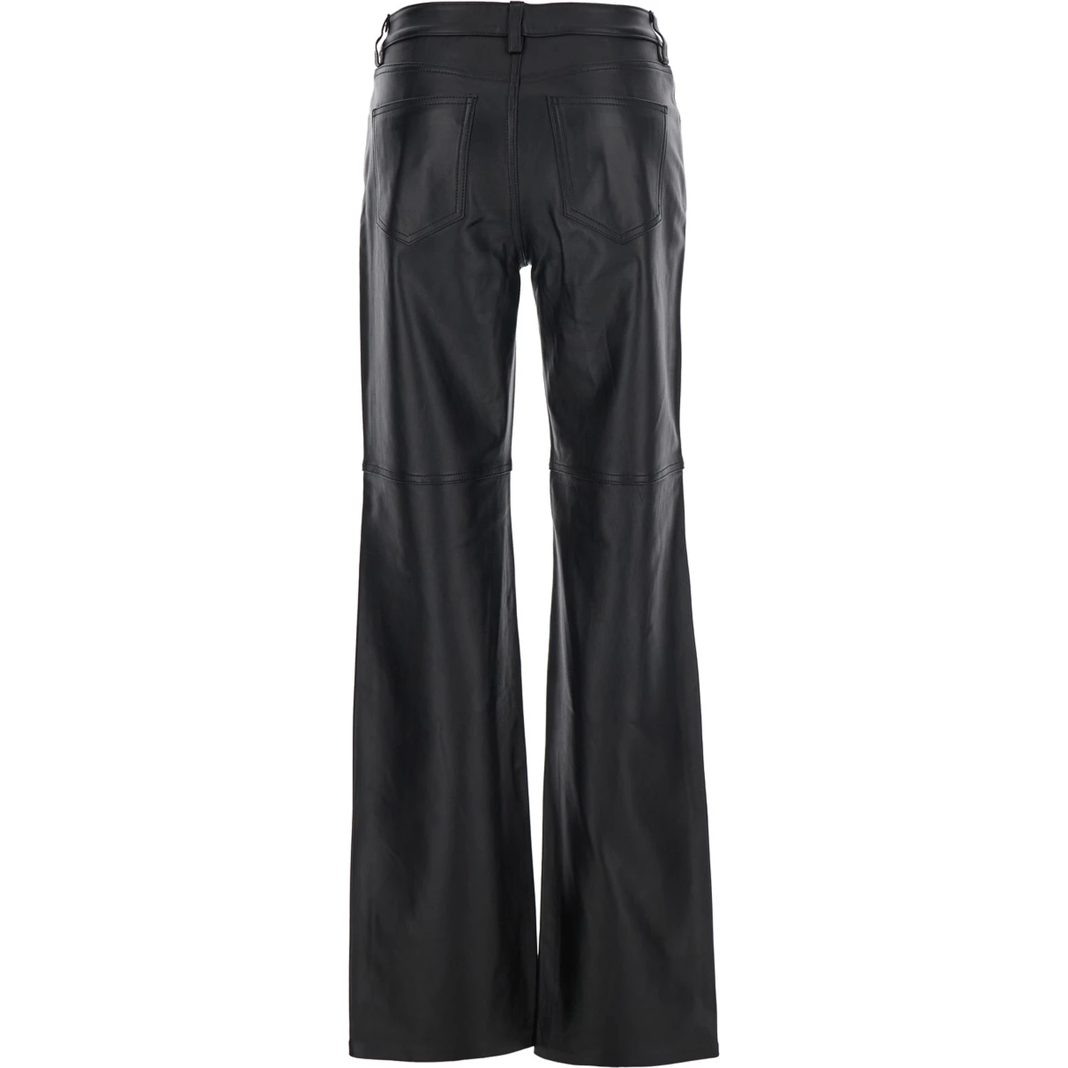 Black Pants with Belt Loops in Leather Woman