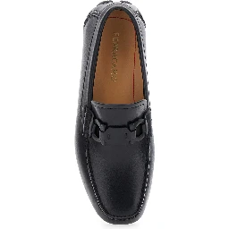 Black Loafers with Ganicini Plaque on the Front in Leather Man