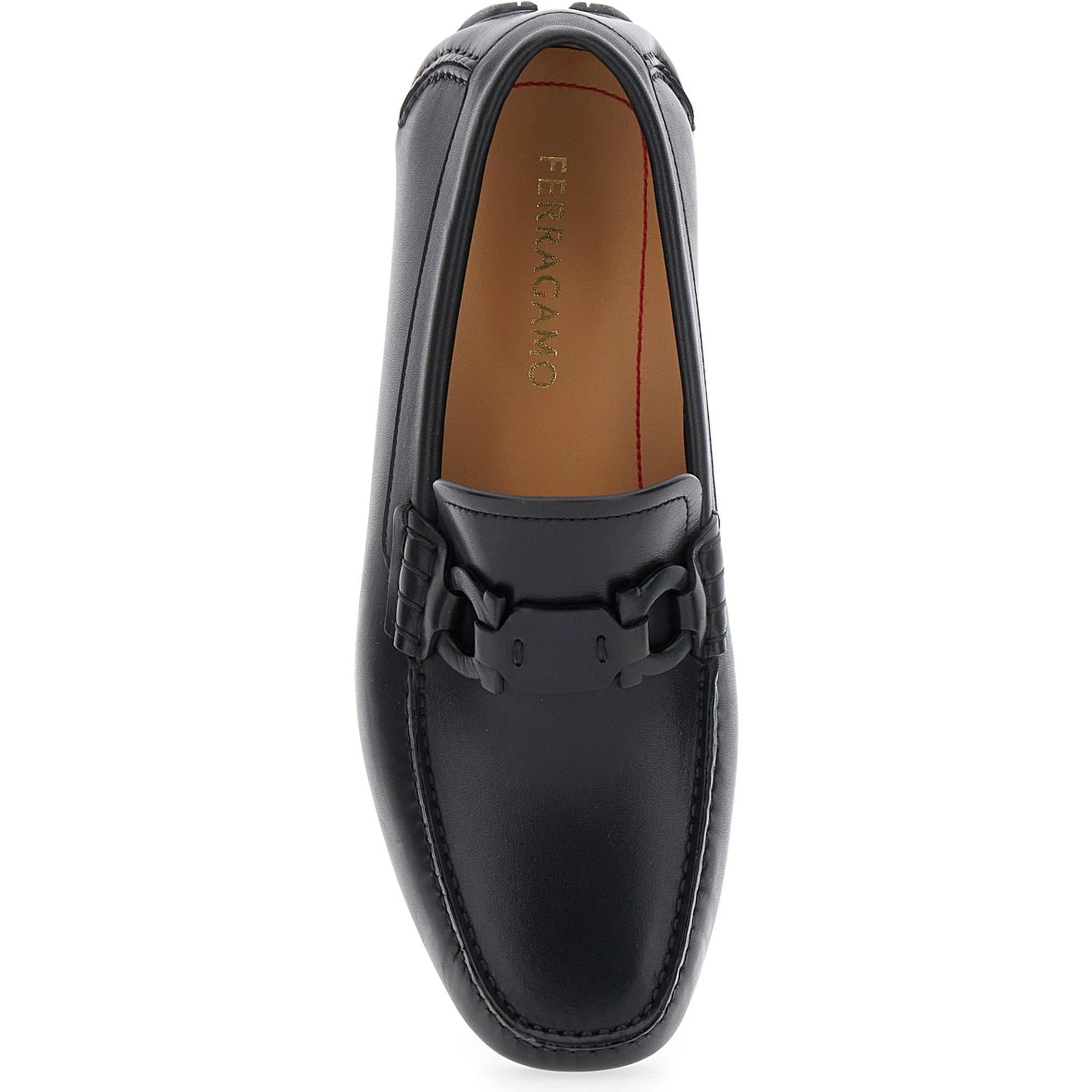Black Loafers with Ganicini Plaque on the Front in Leather Man