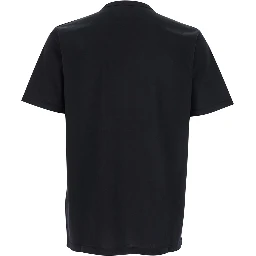 Black Crewneck T-Shirt with Logo Lettering on the Front in Cotton Man
