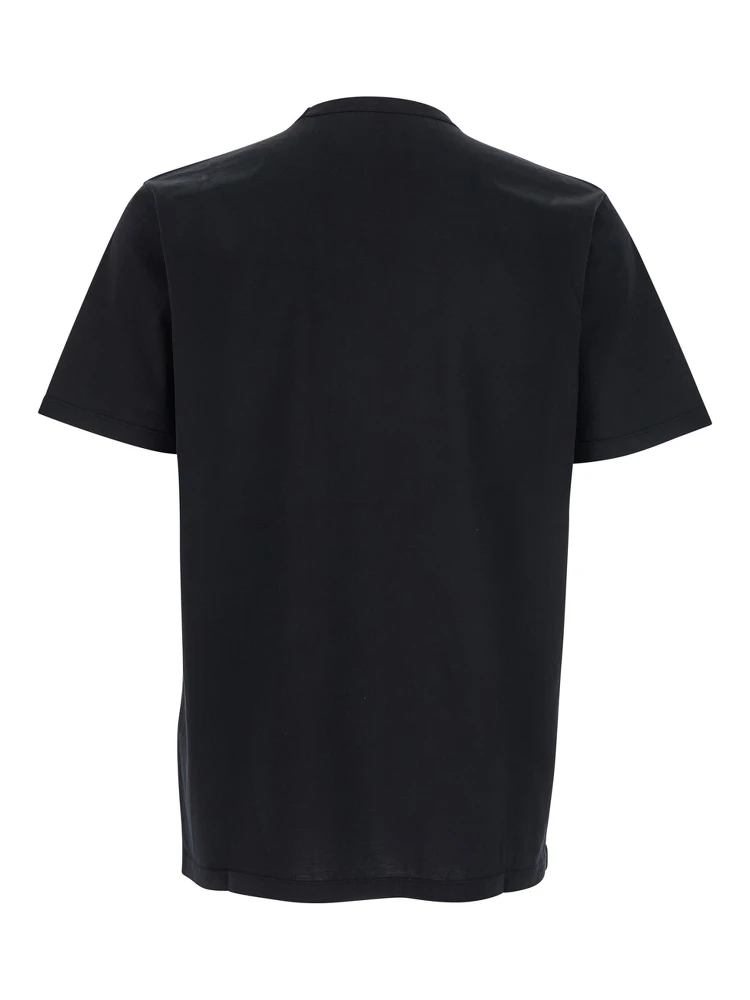Black Crewneck T-Shirt with Logo Lettering on the Front in Cotton Man alternative