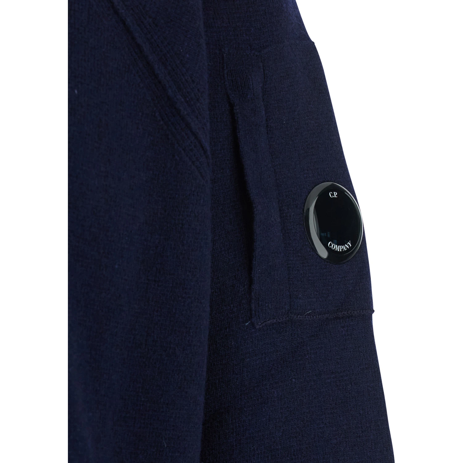 Blue Crew Neck Sweater with Compass Logo on Sleeve in Wool Blend Man