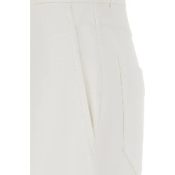 Merlot White Pants with Belt Loops in Cotton Blend Woman