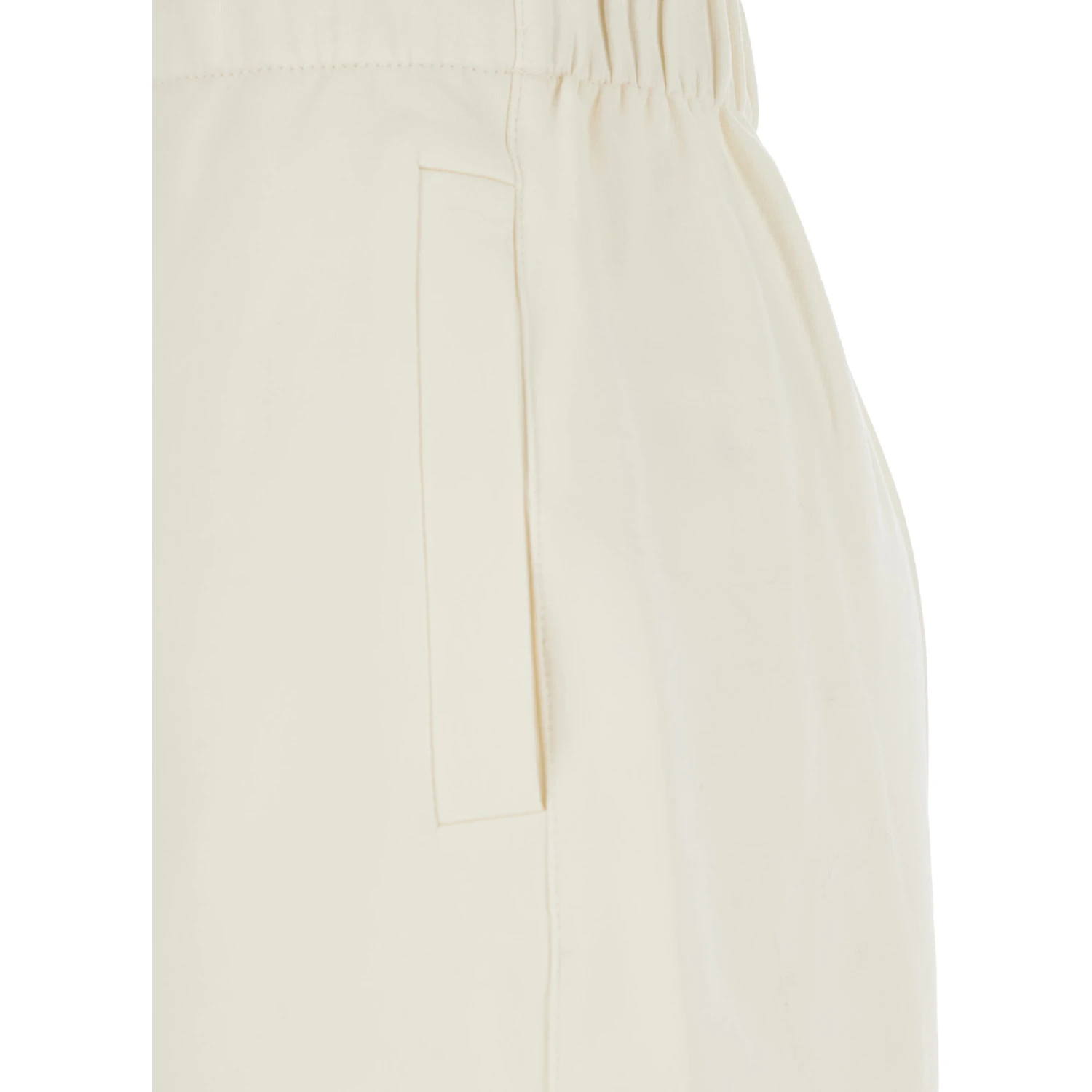 White Pants with Elastic Waist in Cotton and Silk Blend Woman