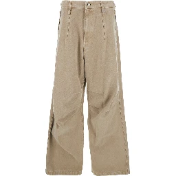 Beige Pants with Belt Loops in Cotton Man