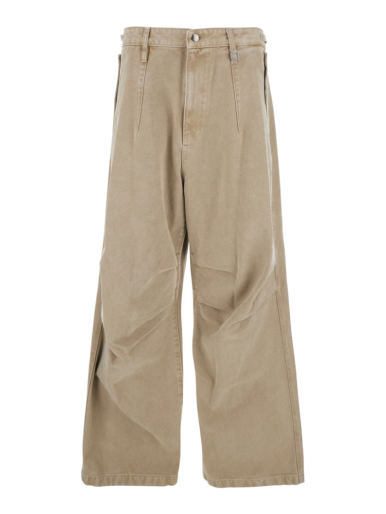 Beige Pants with Belt Loops in Cotton Man