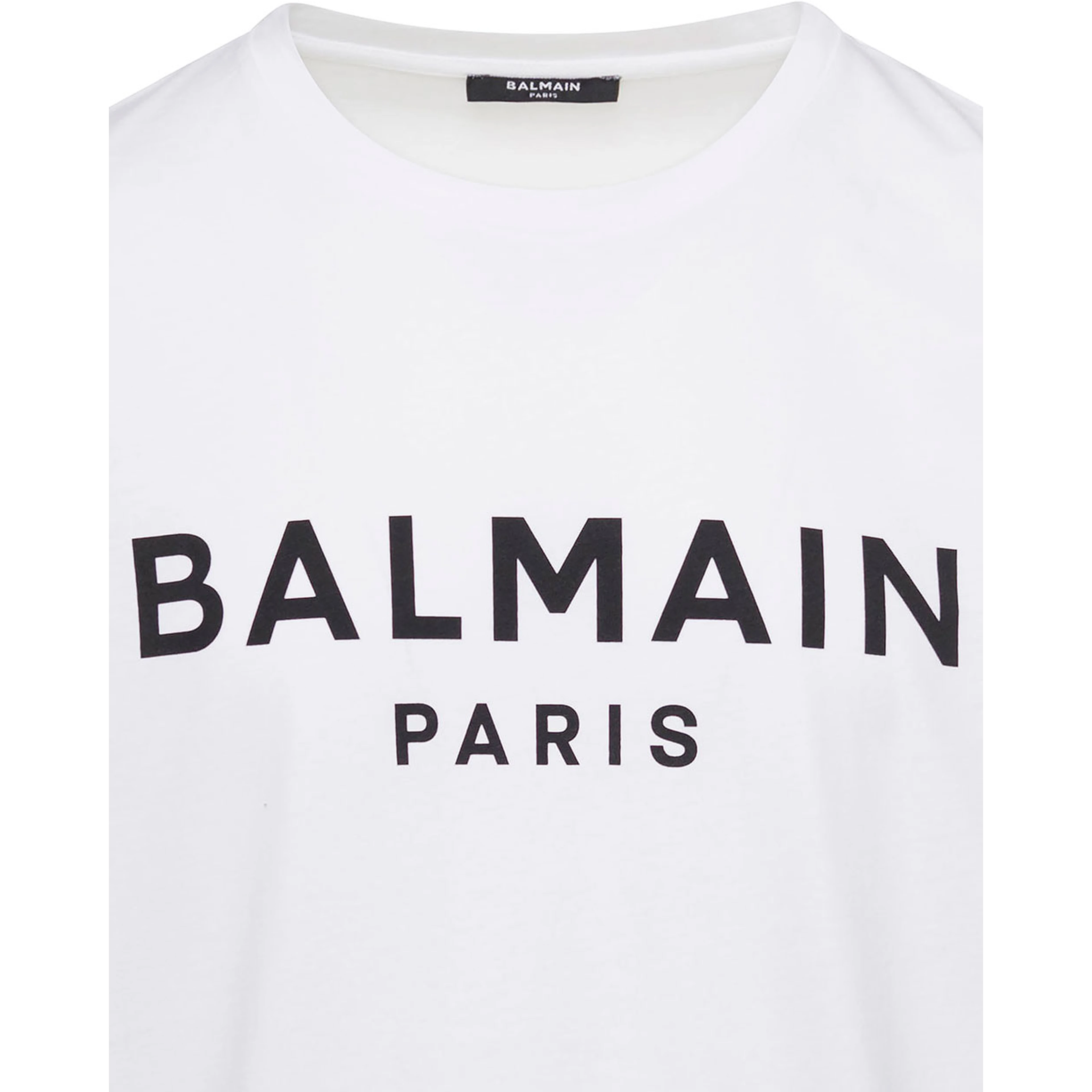 White Crewneck T-Shirt with Contrasting Logo Lettering Print in Cotton Man
