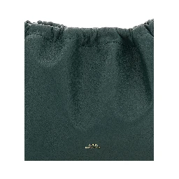 Ninon Green Crossbody Bag with Drawstring Closure and Embossed Logo Lettering on the Front in Ecoleather Woman