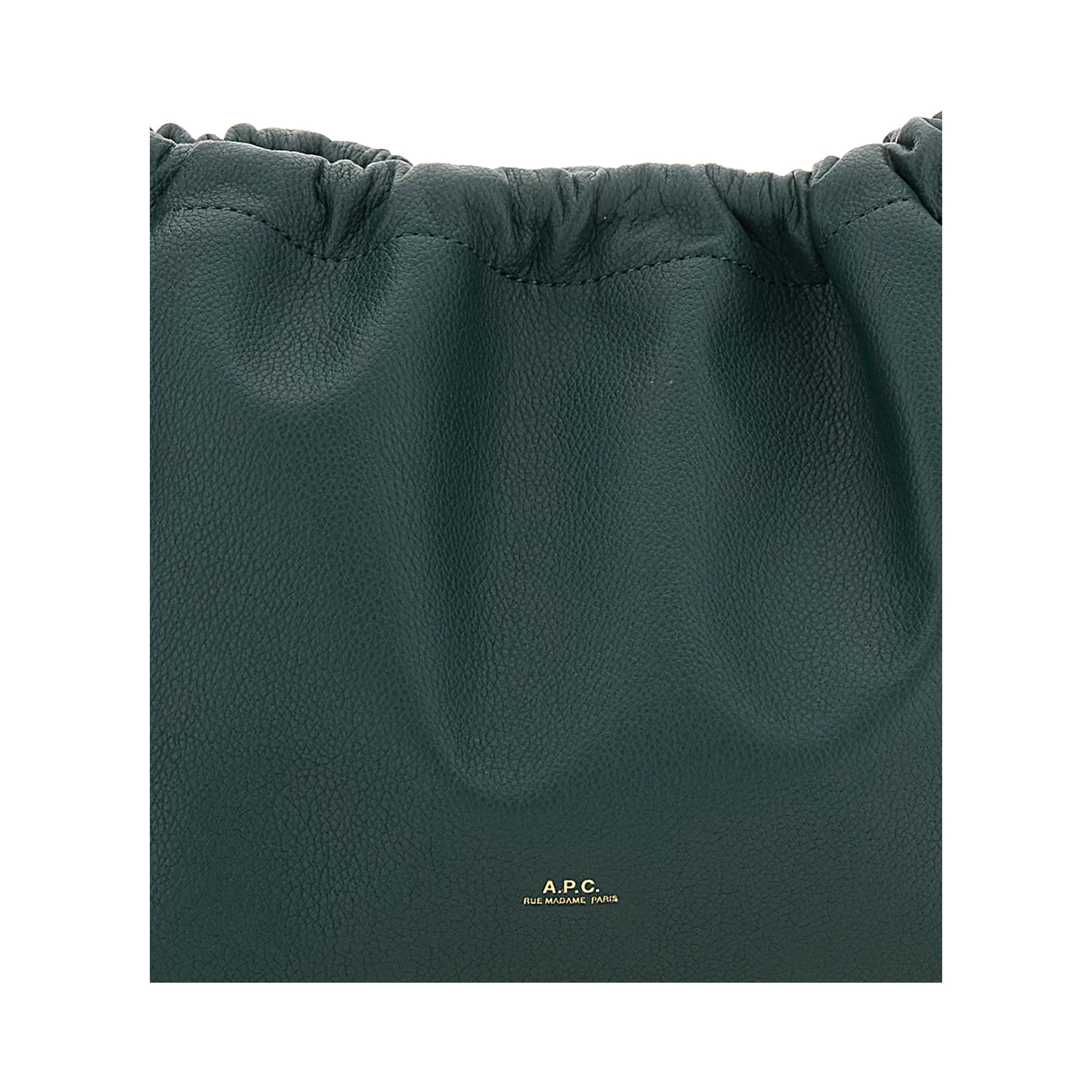 Ninon Green Crossbody Bag with Drawstring Closure and Embossed Logo Lettering on the Front in Ecoleather Woman