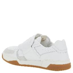 Joie de Jouer White Low Top Sneakers with Perforated Details and Maxi VLogo on the Front in Leather Man