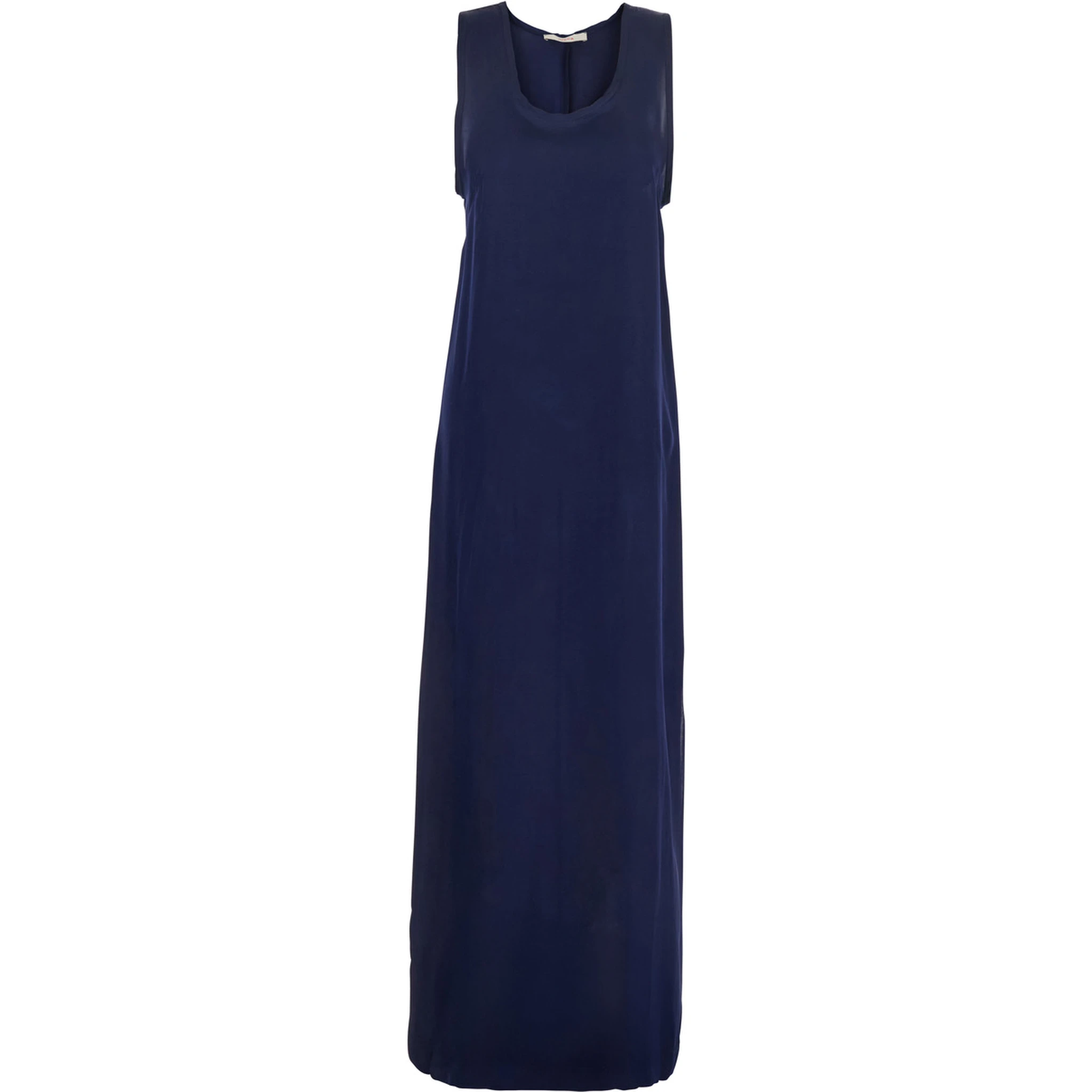 Blue Long Dress with U-neck and Back Closure in Viscose Blend Woman