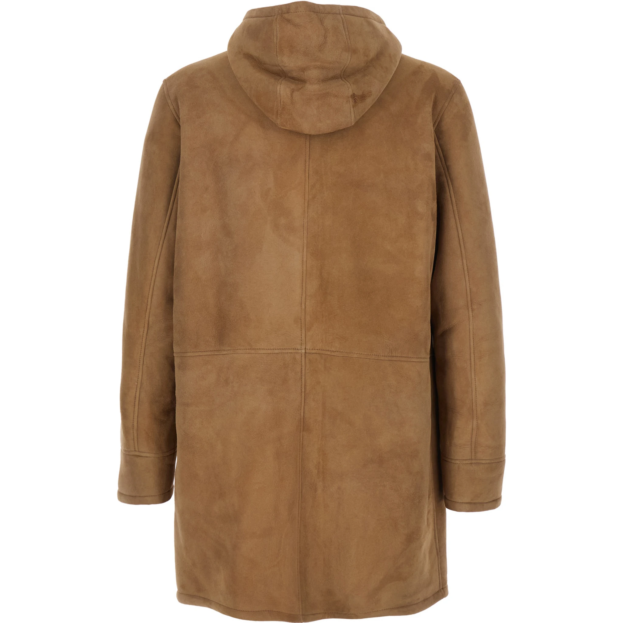 Mias Beige Shearling Jacket with Hood and Front Zip Closure in Suede Woman