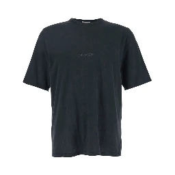 Dark Grey T-Shirt with Logo Lettering on the Front Tone-on-Tone in Cotton Man