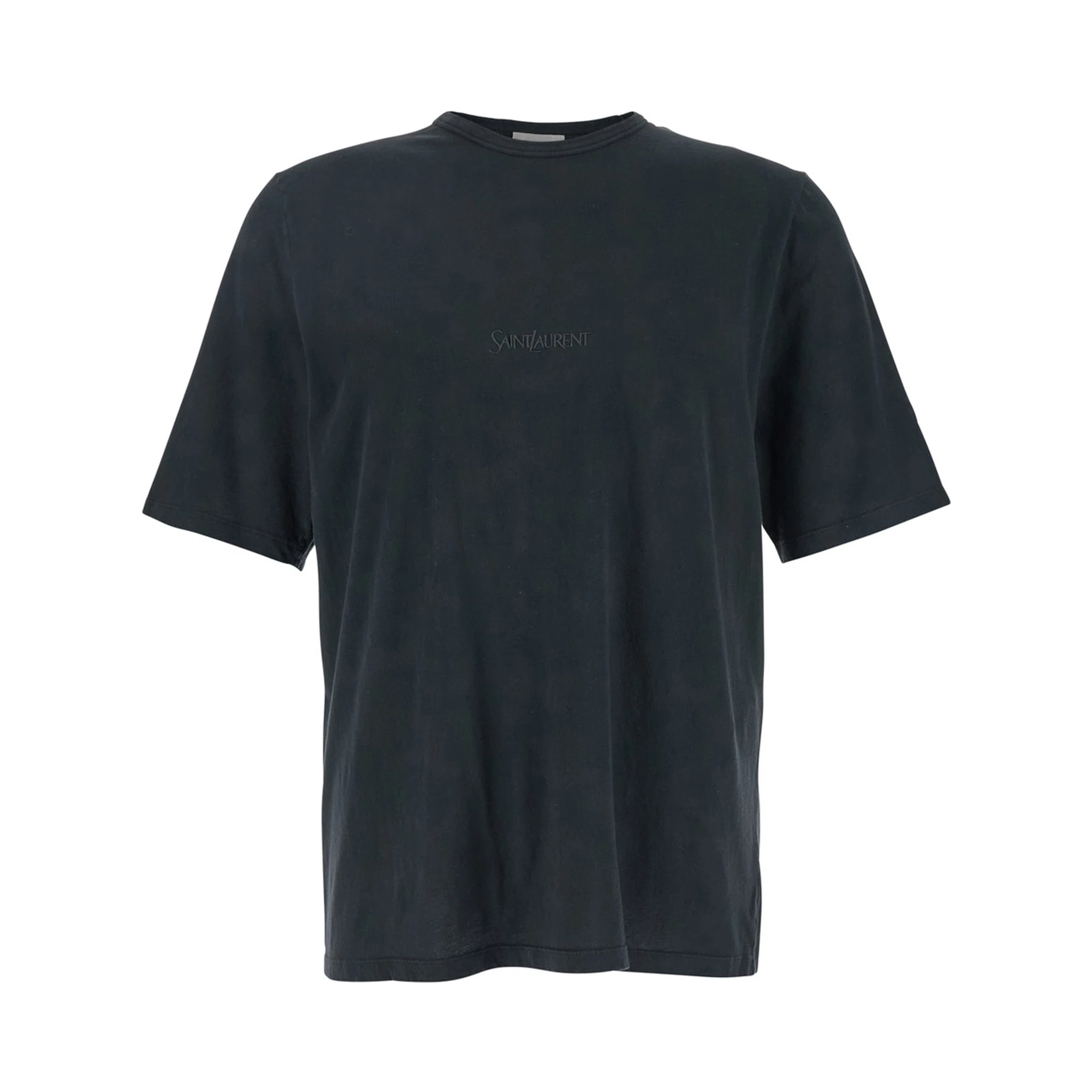 Dark Grey T-Shirt with Logo Lettering on the Front Tone-on-Tone in Cotton Man