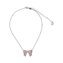 Pink Necklace with Rear Lobster Claw Closure and Bow Detail in Brass Blend Woman