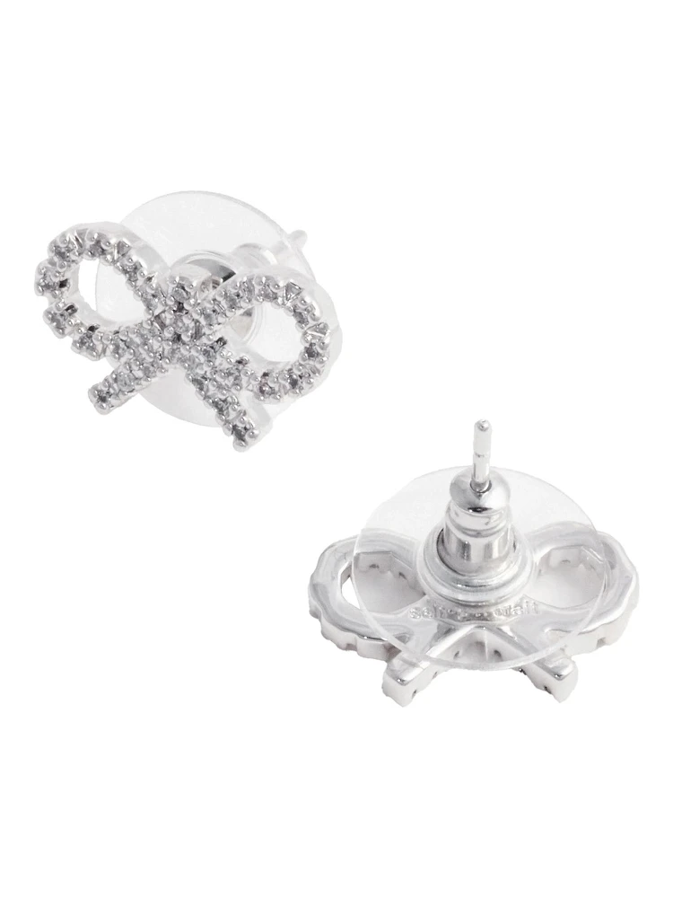 Metallic Earings with Bow Detail and Crystal Embellishments in Brass Woman alternative