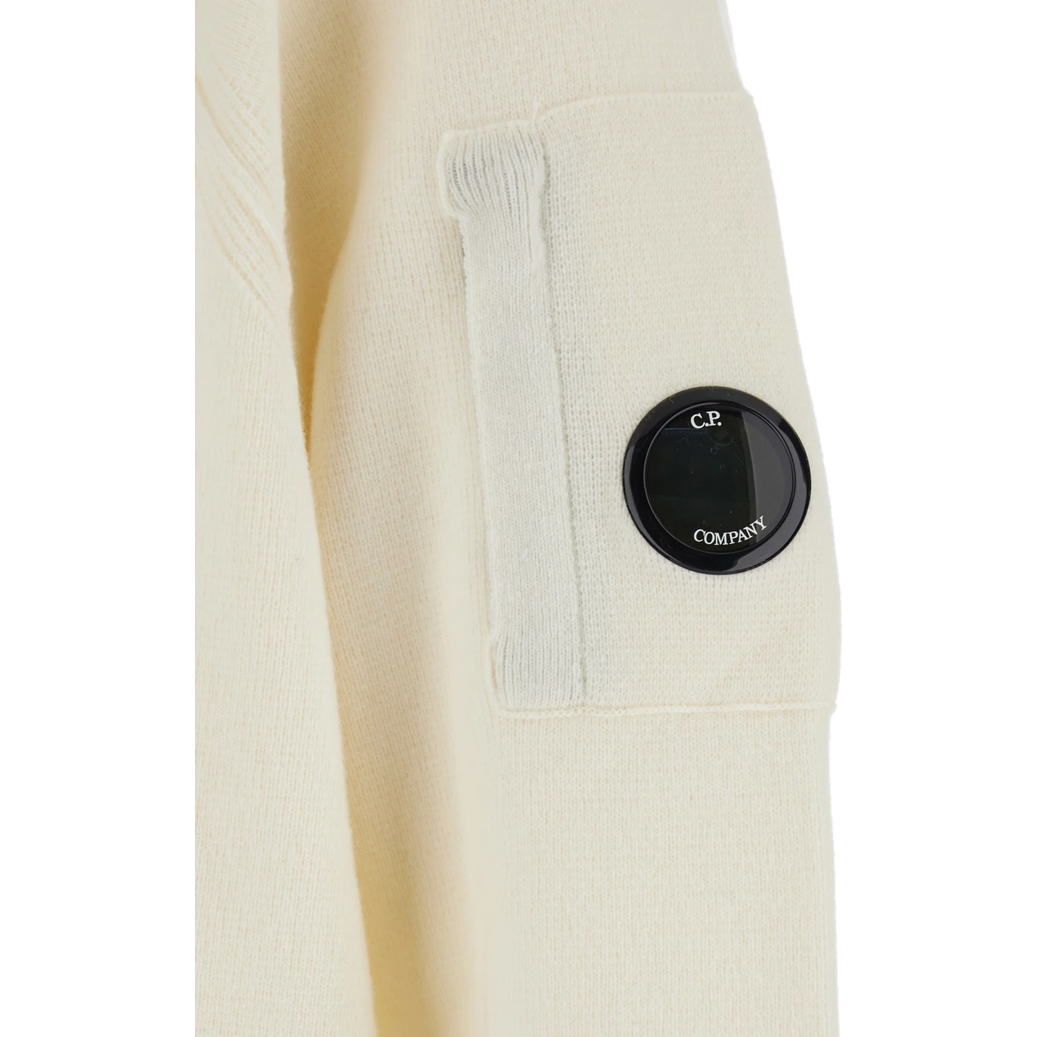 White Crewneck Sweater with Logo Plaque on the Sleeve in Wool Blend Man