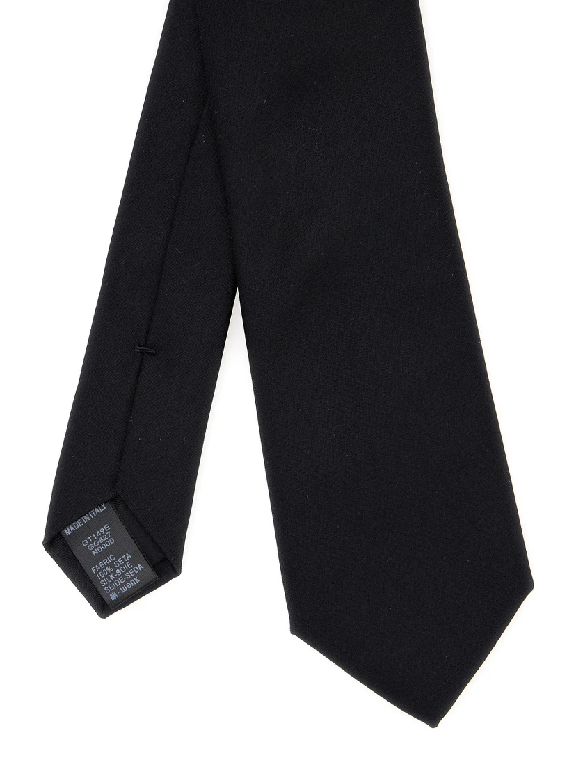 Black Tie with Single Loop on the Rear in Silk Man