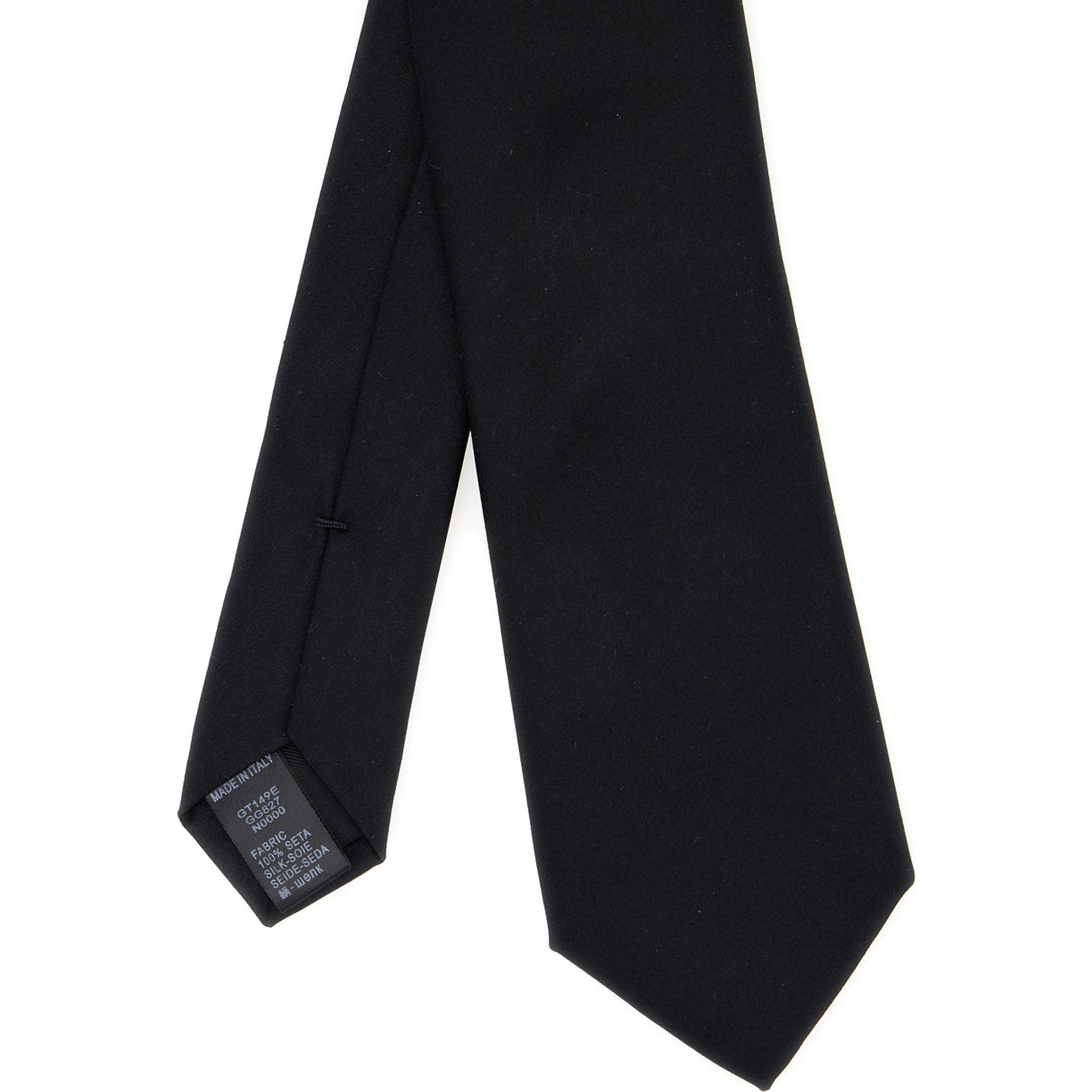 Black Tie with Single Loop on the Rear in Silk Man