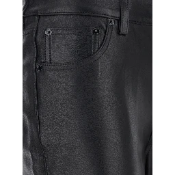 Black Pants with Belt Loops in Leather Woman