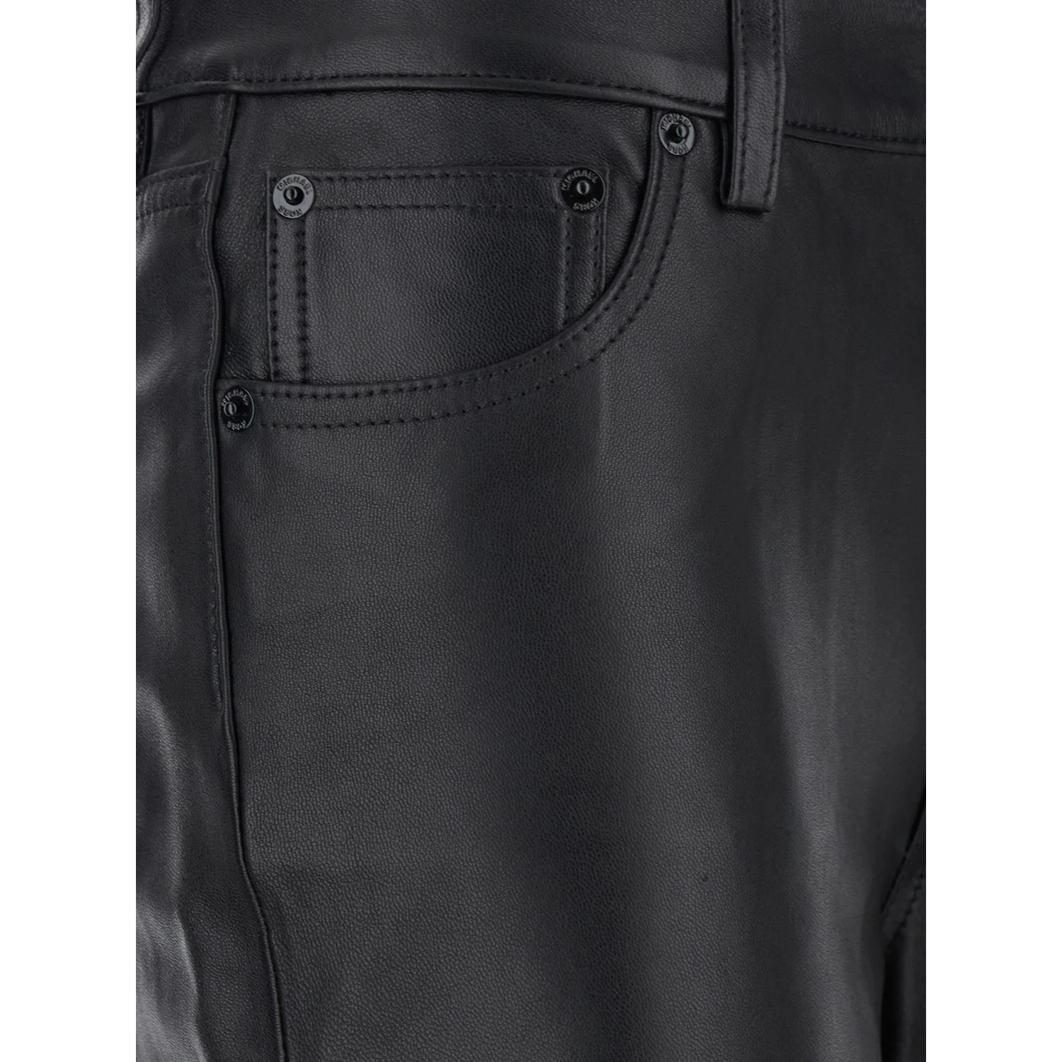 Black Pants with Belt Loops in Leather Woman