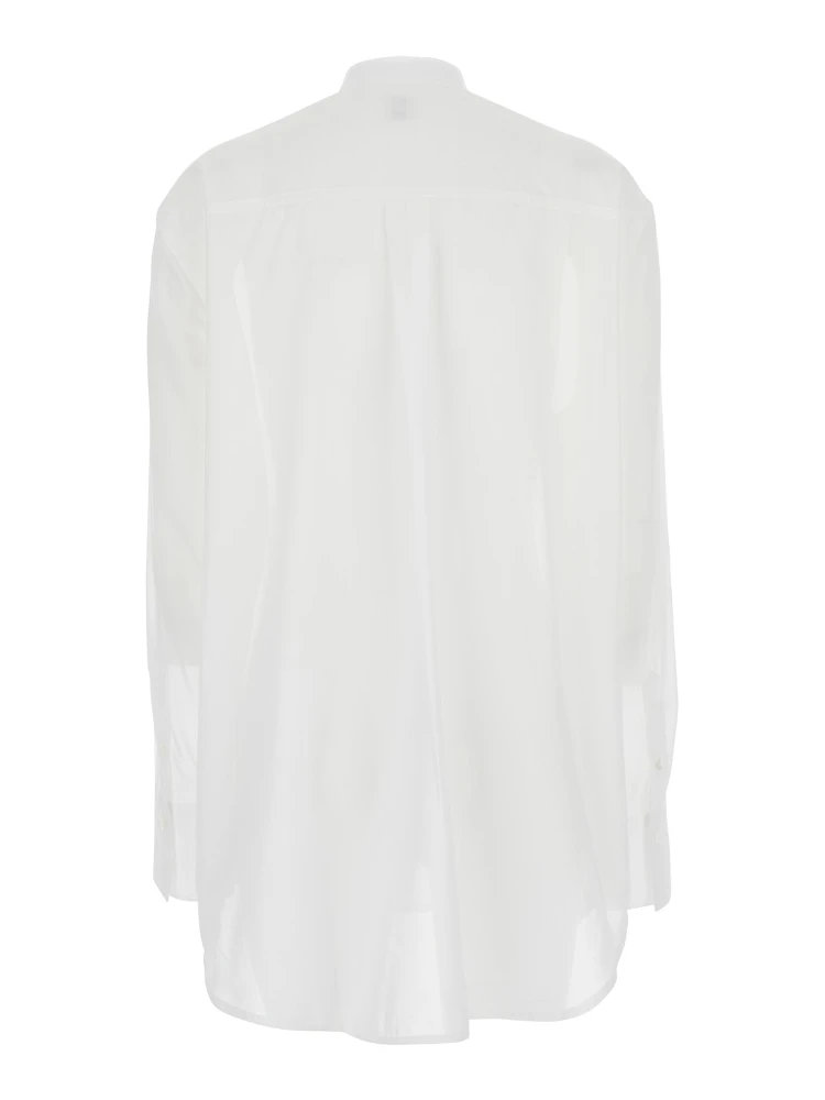 White Shirt with Stand-Up Collar in Cotton Woman alternative