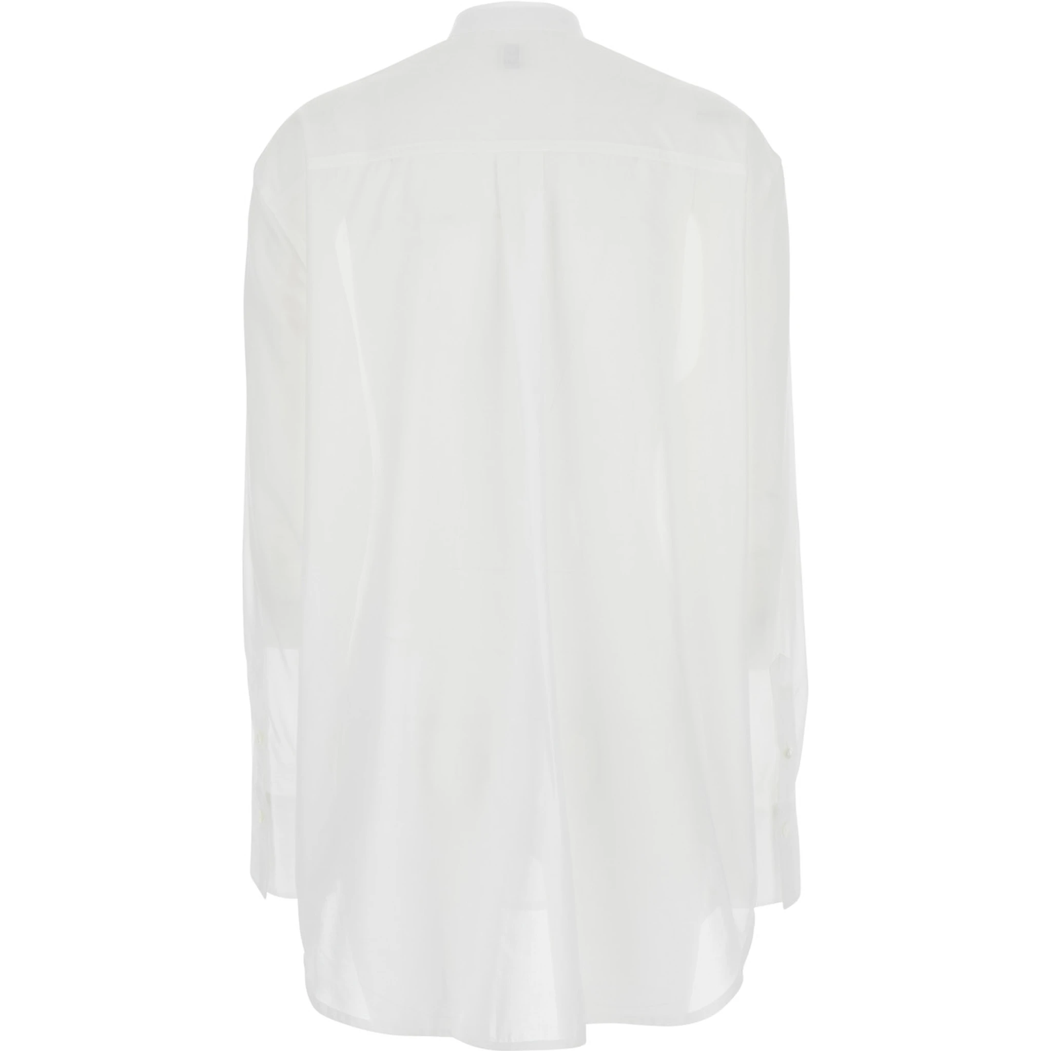 White Shirt with Stand-Up Collar in Cotton Woman
