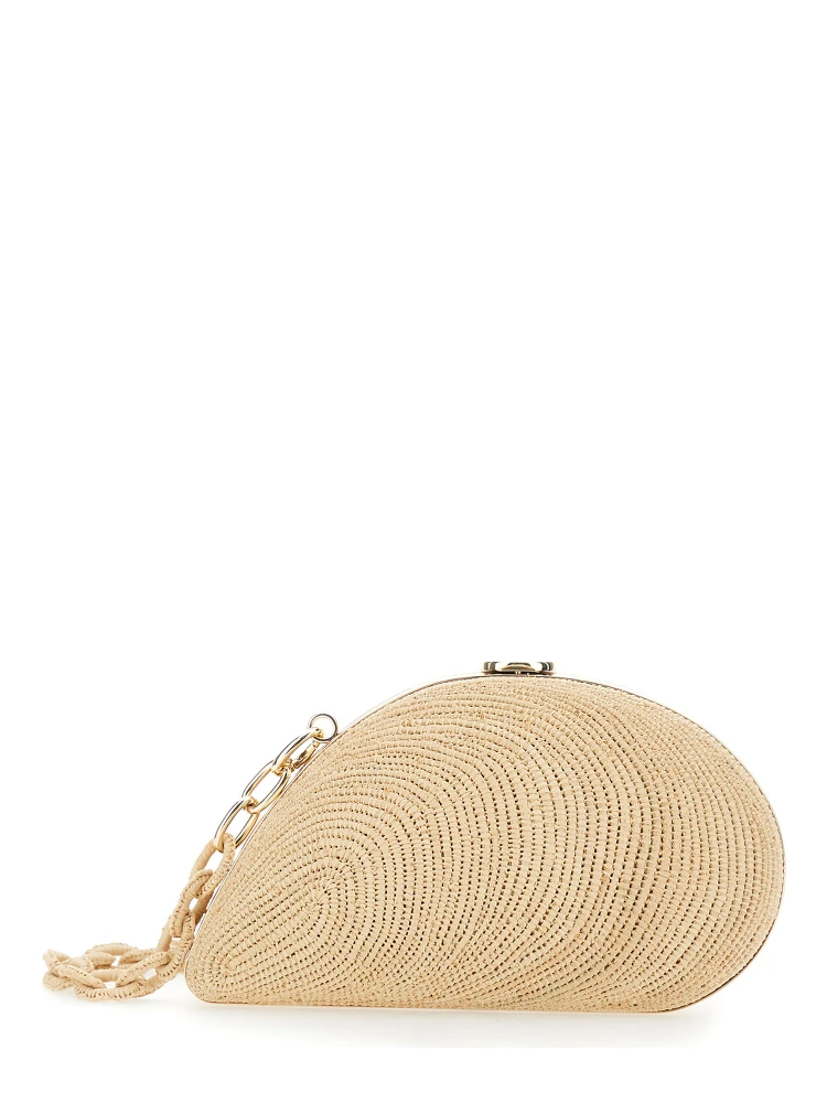 Bridget Beige Shell-Shaped Clutch in Raffia Woman