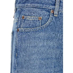 Blue Jeans with Belt Loops and Logo Patch on the Rear in Denim Woman