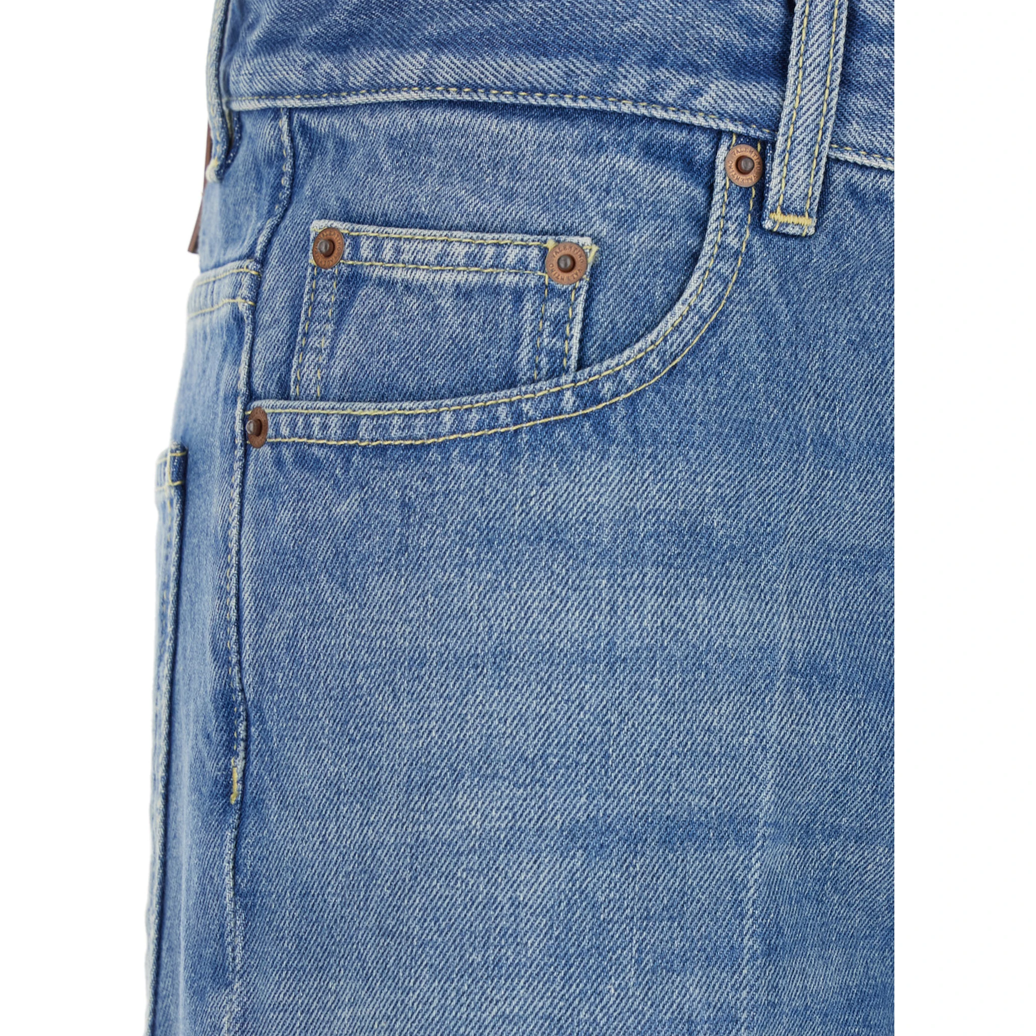 Blue Jeans with Belt Loops and Logo Patch on the Rear in Denim Woman