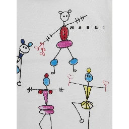 White Long-sleeved T-Shirt with Front Print in Cotton Baby