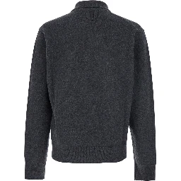 Grey Cardigan with Asymmetrical Design in Wool Man