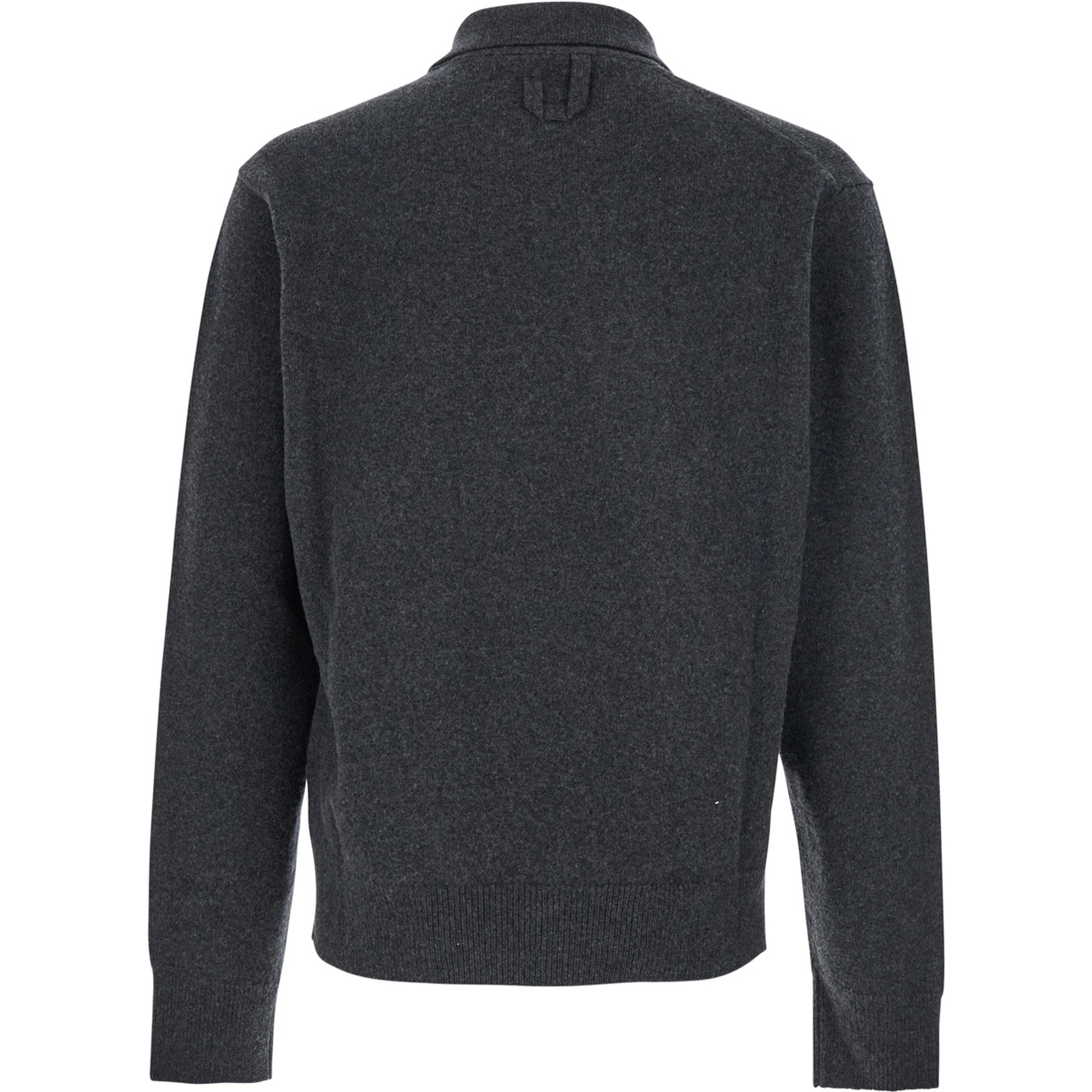 Grey Cardigan with Asymmetrical Design in Wool Man