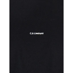 Black Crewneck T-Shirt with Logo Lettering on the Front in Cotton Man