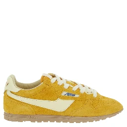 Windspin Low Yellow Sneaker with Logo on the Side and on the Heel in Suede Woman