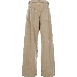 Beige Pants with Belt Loops in Cotton Man