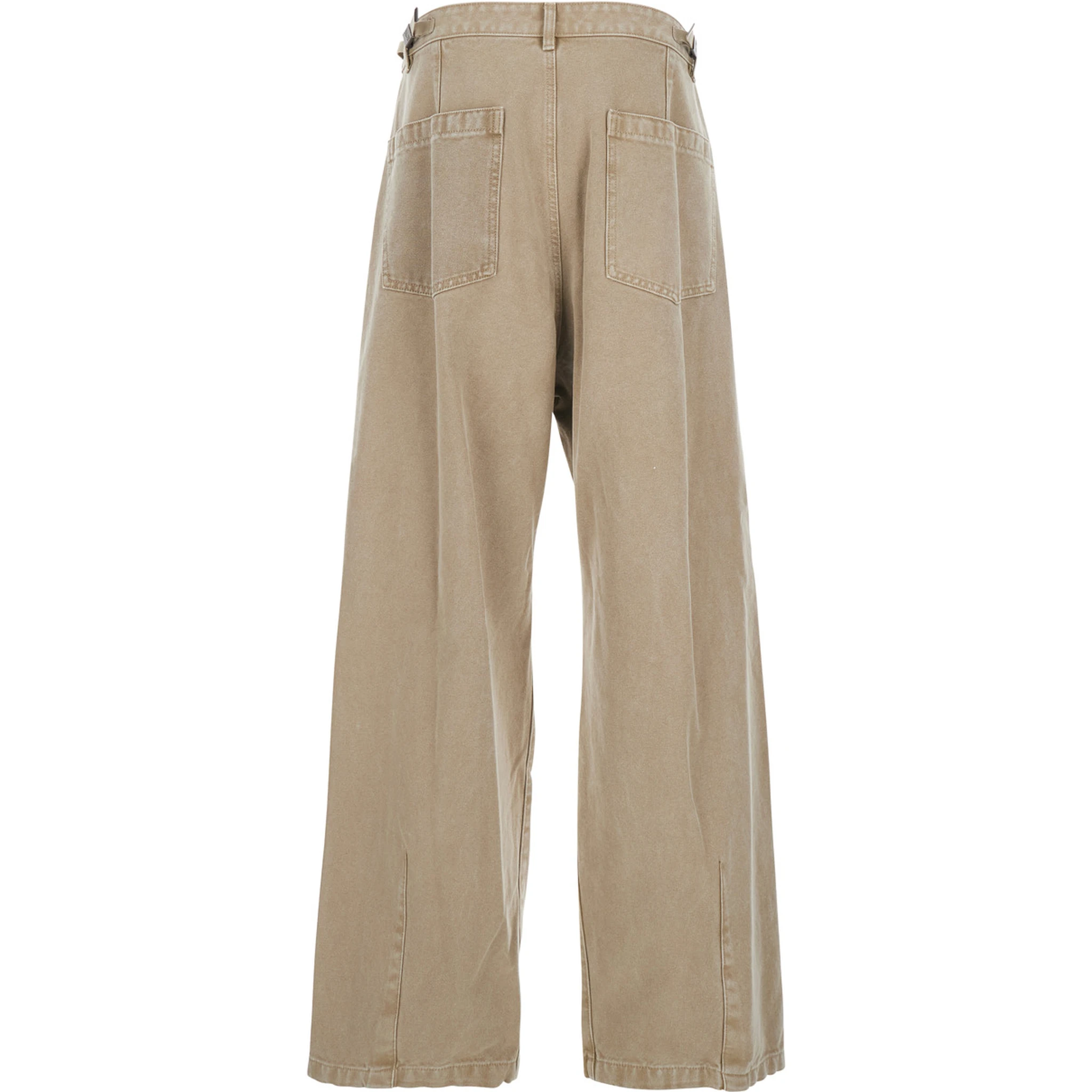 Beige Pants with Belt Loops in Cotton Man