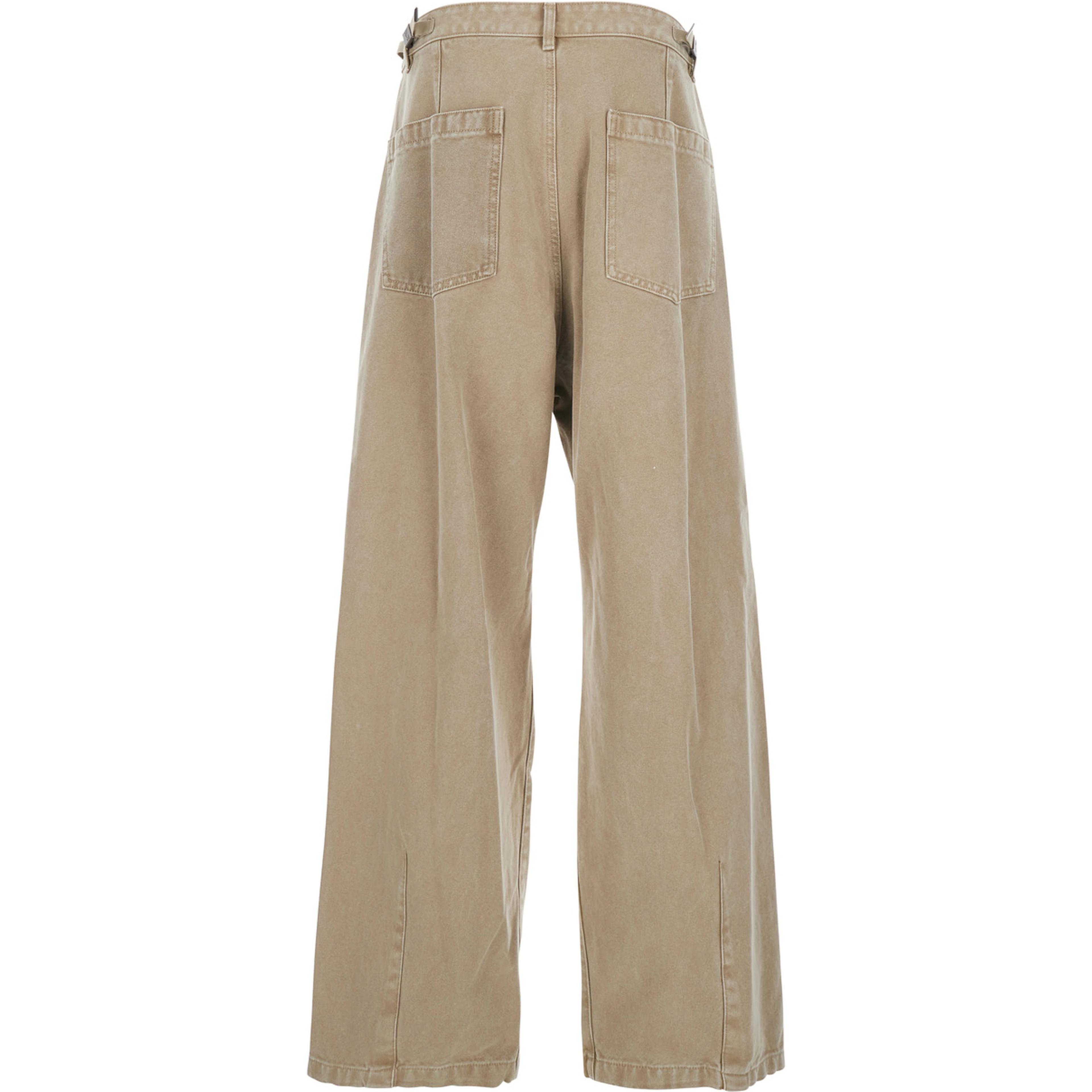 Beige Pants with Belt Loops in Cotton Man